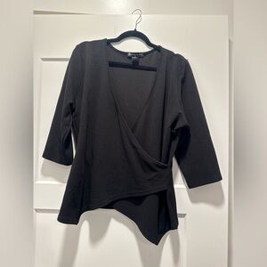 Fashion to Figure Black Asymmetrical Wrap Blouse